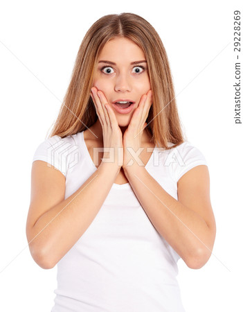 Surprised woman on a white background Surprised woman on a white background 29228269