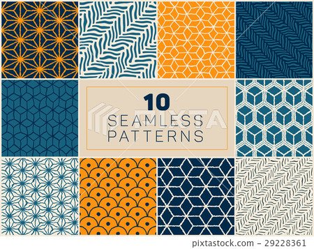 Set of Ten Vector Seamless Hand Drawn Geometric 29228361