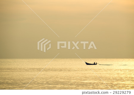 silhouette minimalist of single  fishery boat  29229279