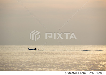 silhouette minimalist of single  fishery boat  29229280