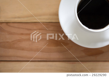 cup of black coffee on wood table with copy space 29229290