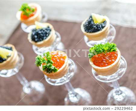 Sandwiches with black and red caviar Sandwiches with black and red caviar 29229462