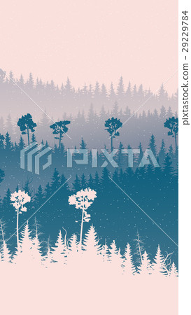 Vertical illustration of snowy forest hills. Vertical illustration of snowy forest hills. 29229784