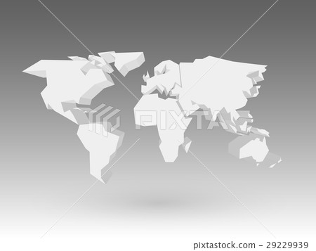 White 3D world map with dropped shadow on grey White 3D world map with dropped shadow on grey 29229939