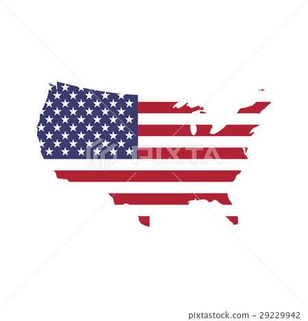 USA flag in a shape of US map silhouette. United USA flag in a shape of US map silhouette. United 29229942