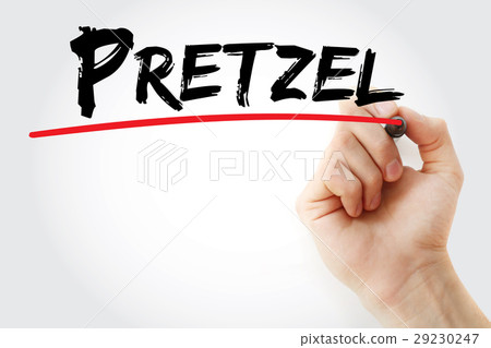 Hand writing Pretzel with marker 29230247