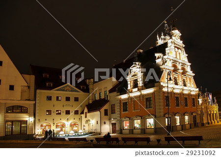 Town Hall Square in Riga at night. Latvia 29231092