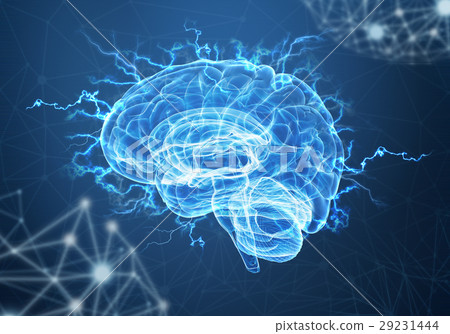 插图素材: a human brain on blue background 查看全部