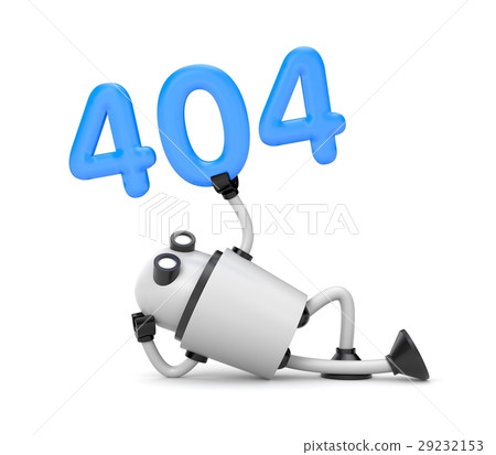 The robot rests and holding the numbers 404 29232153