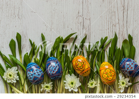 Easter Background with easter eggs and spring Easter Background with easter eggs and spring 29234354