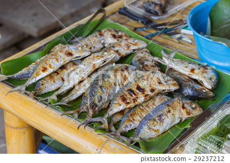 Grilled Fish On Grill. Meal. Seafood Eating. Grilled Fish On Grill. Meal. Seafood Eating. 29237212