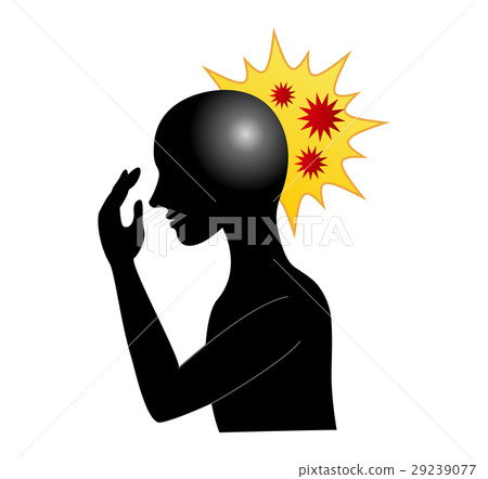 Silhouette of the person who feels shock to the head Silhouette of the person who feels shock to the head 29239077