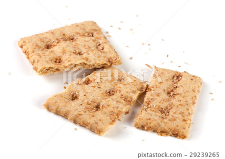 the broken grain crispbreads isolated on white 29239265