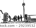 Black and white painting - Duesseldorf skyline 29239532