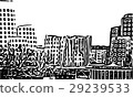 Black and white painting - Duesseldorf skyline 29239533