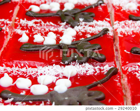 Fruit jelly cake on the market close up. Top view Fruit jelly cake on the market close up. Top view 29240010