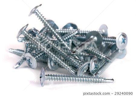 pile of metal screws isolated on white background pile of metal screws isolated on white background 29240090