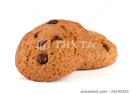 Oatmeal cookies with chocolate isolated on white Oatmeal cookies with chocolate isolated on white 29240305