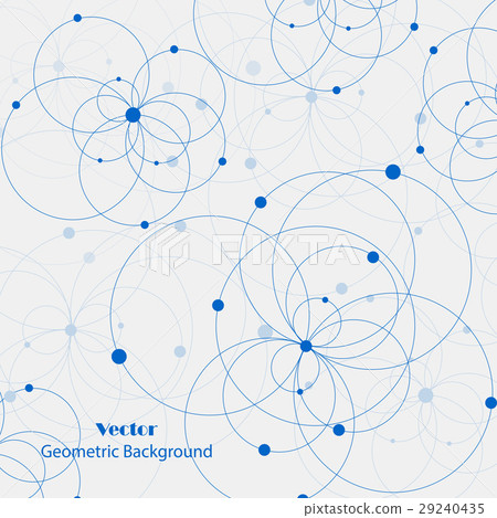 Geometric pattern with connected circles and dots. 29240435