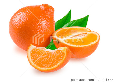 Mandarin or Mineola with leaf isolated on white 29241372