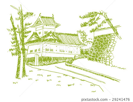 青葉城堡角落塔仙台水彩畫 29241476