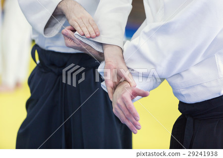 Two people practice Aikido Two people practice Aikido 29241938