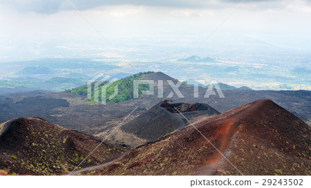view of craters on Mount Etna in Sicily view of craters on Mount Etna in Sicily 29243502