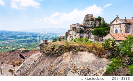 Castle and basilica in Castiglione di Sicilia town 29243518