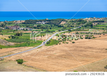 agrarian fields and village near Agrigento town 29243616