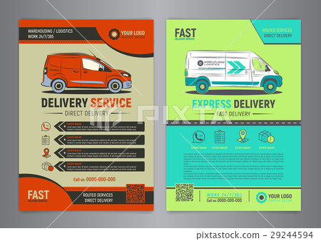 Set of Express delivery service brochure flyer. 29244594