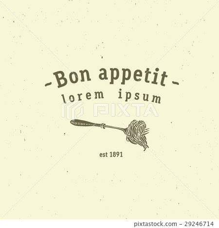 Spaghetti on fork. Vector vintage black Spaghetti on fork. Vector vintage black 29246714