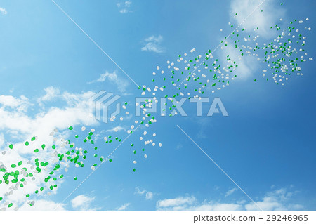 green and white balloons in the sky 29246965