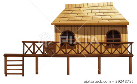 Wooden hut with ladder 29248755