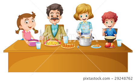 Family members having dinner at the table 29248762
