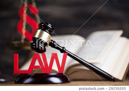 Law wooden gavel barrister, justice concept 29250205