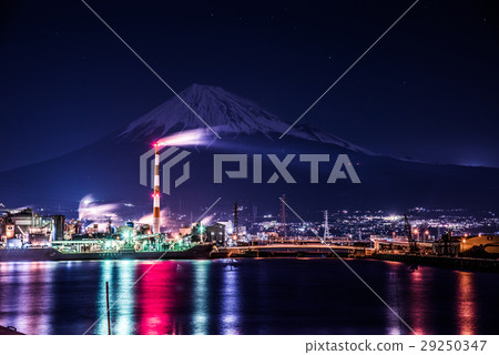 Fuji City factory Night view Mt. Fuji Fuji City factory Night view Mt. Fuji 29250347