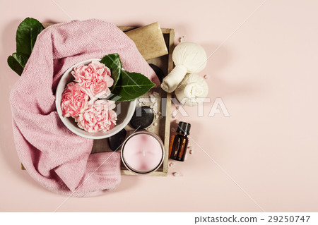 Spa background. Flat lay Spa background. Flat lay 29250747
