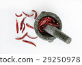 dried chili with mortar on white backgro 29250978
