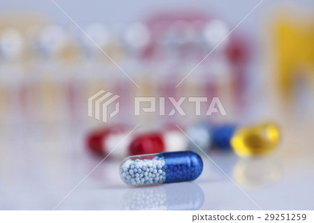 Vitamin, Medicine and healthy,Close up of capsules 29251259