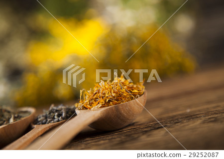 Natural medicine on wooden table background 29252087