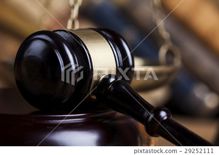 Law theme, mallet of the judge, wooden desk Law theme, mallet of the judge, wooden desk 29252111