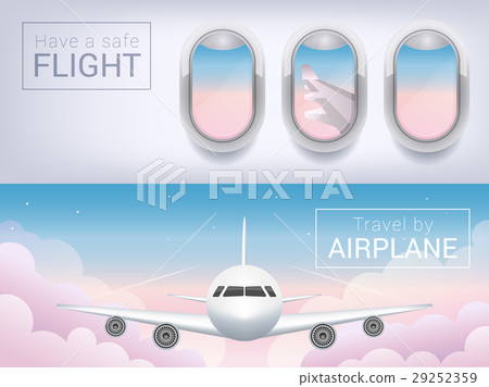 airplane window, the tourist banner. Airplane in 29252359