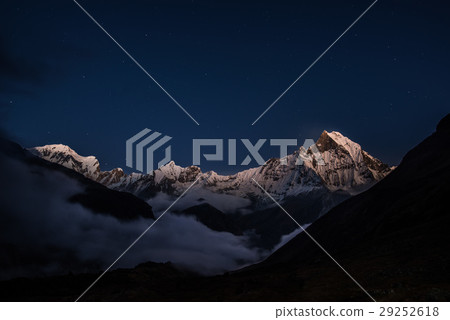 Mt.Machapuchare in sunset  with gain ,soft focus 29252618