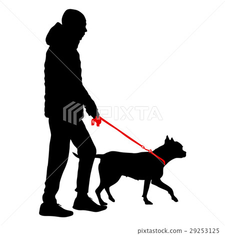 Silhouette of people and dog. Vector illustration Silhouette of people and dog. Vector illustration 29253125
