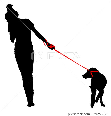 Silhouette of people and dog. Vector illustration Silhouette of people and dog. Vector illustration 29253126