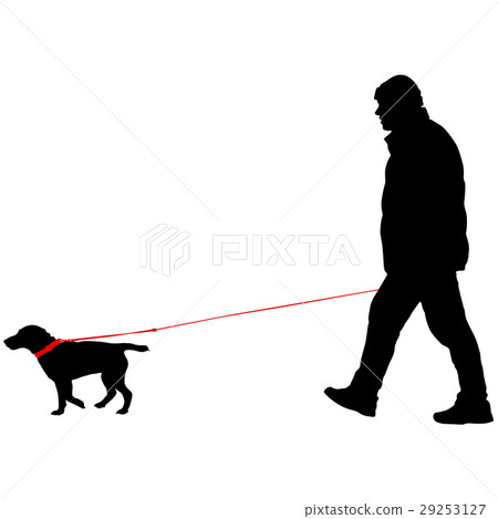Silhouette of people and dog. Vector illustration 29253127