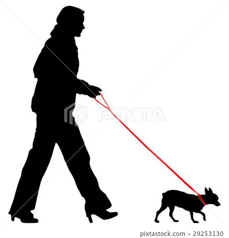 Silhouette of people and dog. Vector illustration Silhouette of people and dog. Vector illustration 29253130