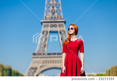beautiful young woman on the Eiffel Tower beautiful young woman on the Eiffel Tower 29253394