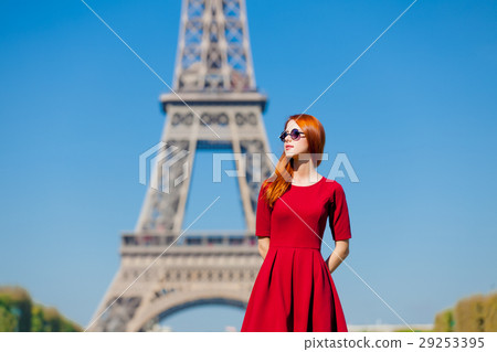 beautiful young woman on the Eiffel Tower beautiful young woman on the Eiffel Tower 29253395