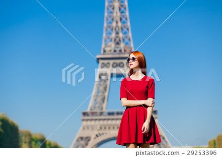 beautiful young woman on the Eiffel Tower beautiful young woman on the Eiffel Tower 29253396